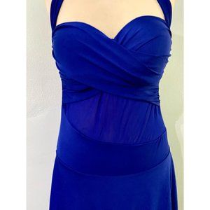 Electric Royal Blue Mesh Cutouts Push Up Dress